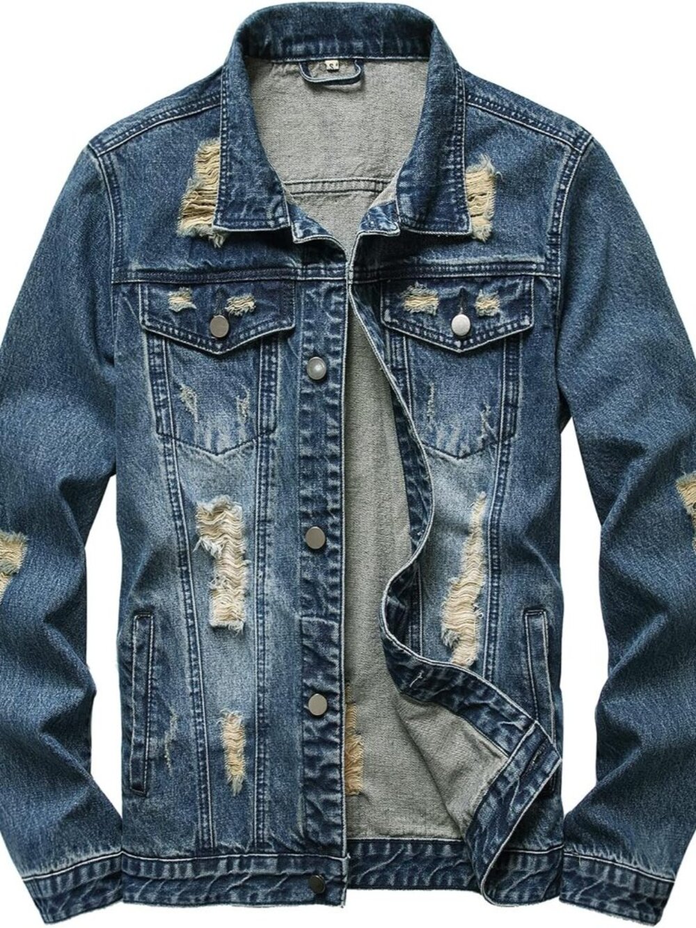 Men's Stretch Vintage Washed Denim Jacket